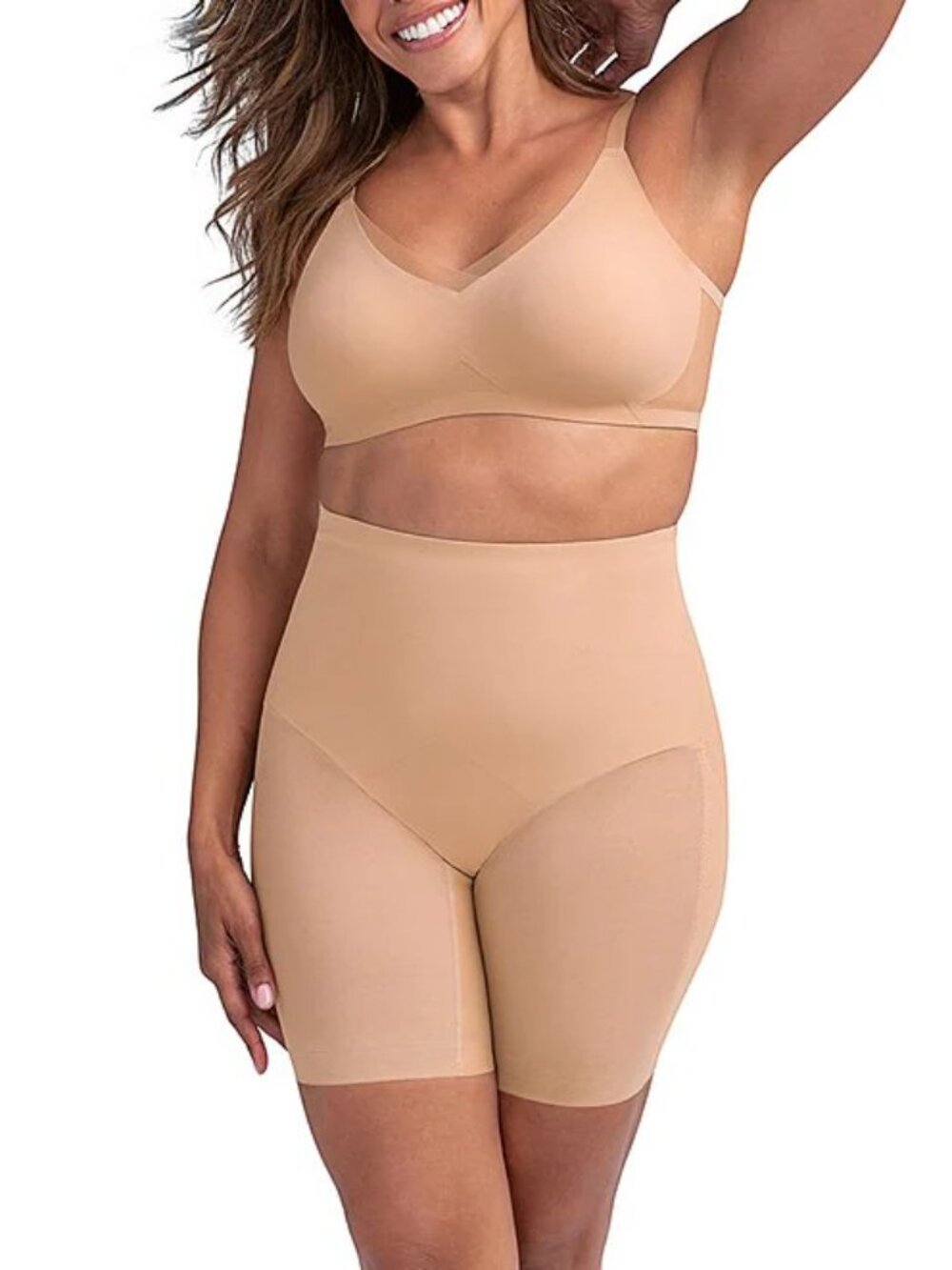 Honeylove Mid Waist Shaping Shorts XL Nude Firm Compression Thigh Slimmer NWT